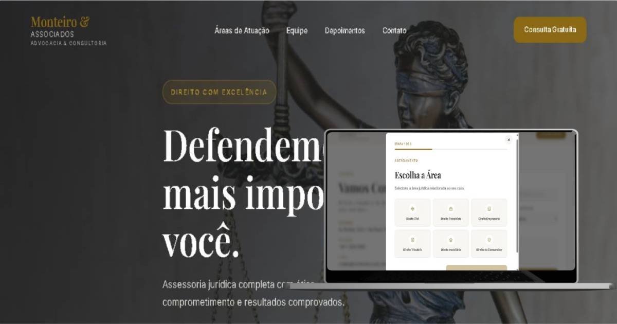 Monteiro e Associados, site modelo para escritório de advocacia