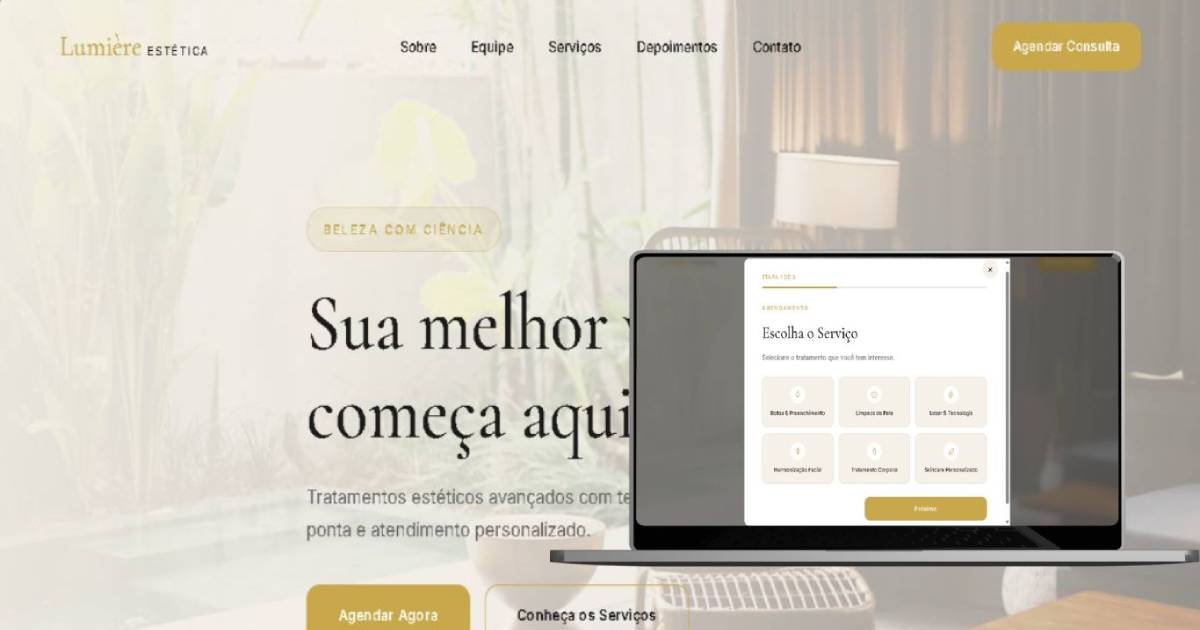Lumière Estética, site modelo para clínica de estética